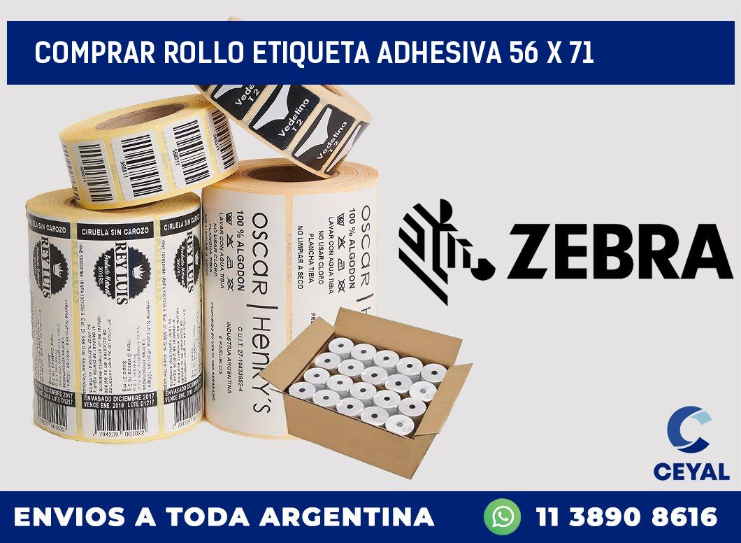 Comprar rollo etiqueta adhesiva 56 x 71