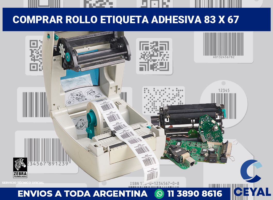 Comprar rollo etiqueta adhesiva 83 x 67