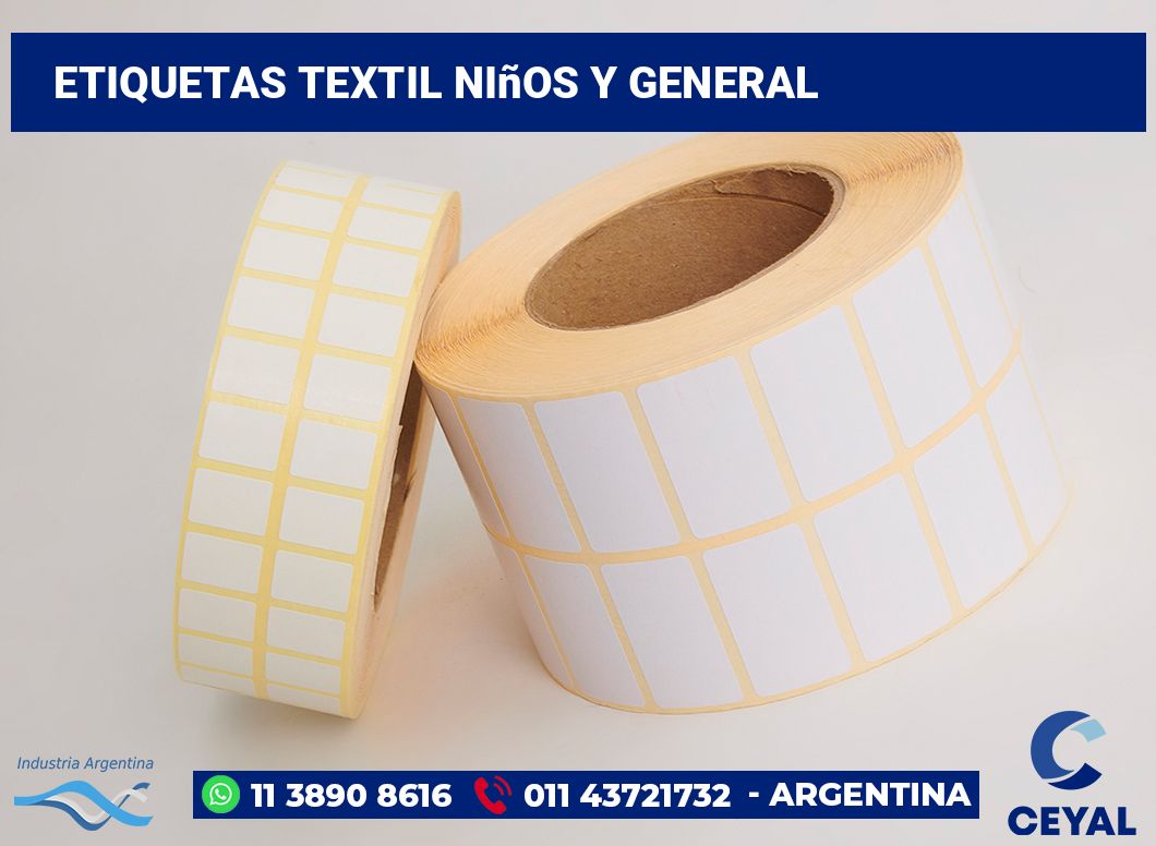 Etiquetas textil niños y general
