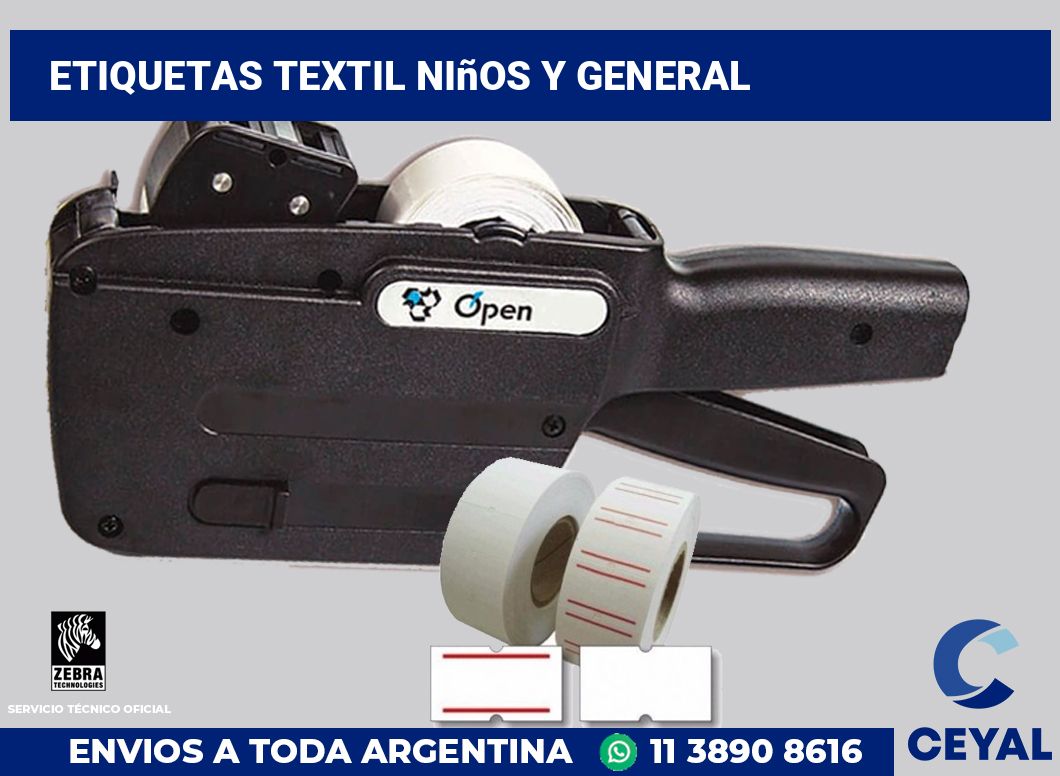 Etiquetas textil niños y general