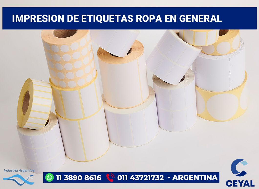Impresion de etiquetas Ropa en general