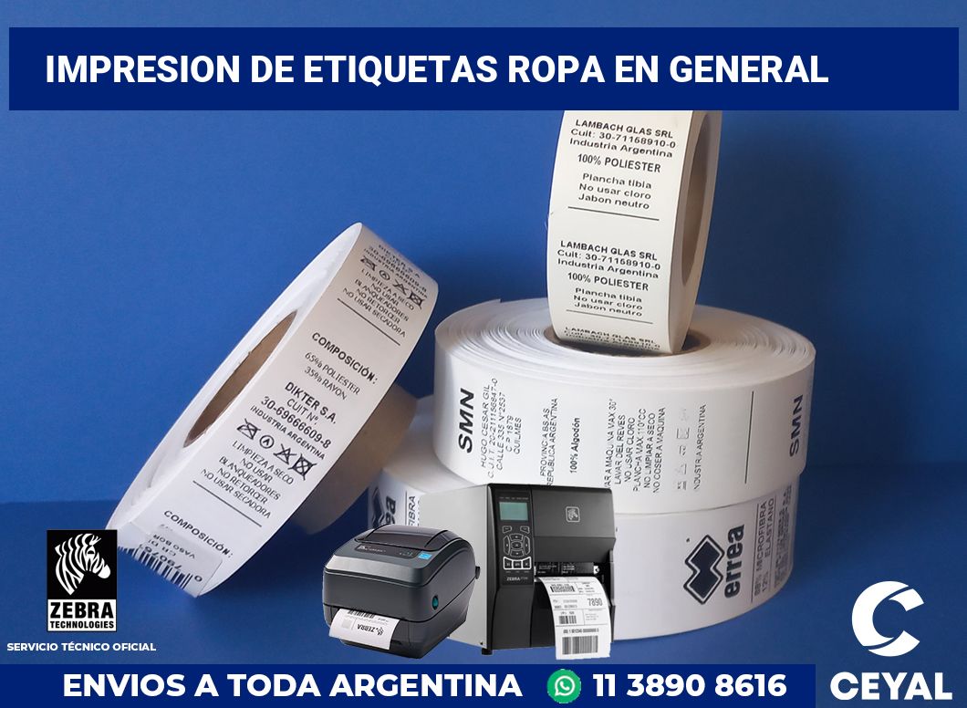 Impresion de etiquetas Ropa en general