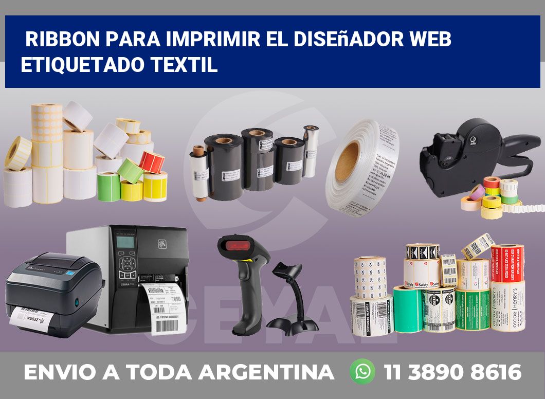 Ribbon para imprimir el diseñador web Etiquetado textil