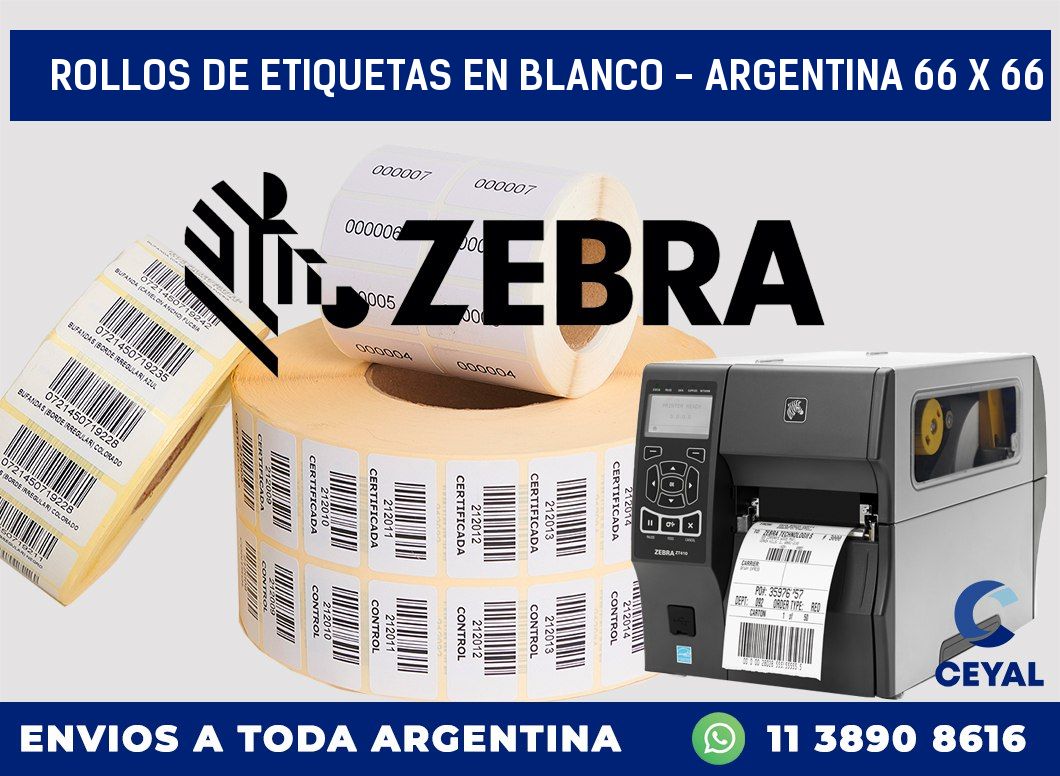 Rollos de etiquetas en blanco – Argentina 66 x 66