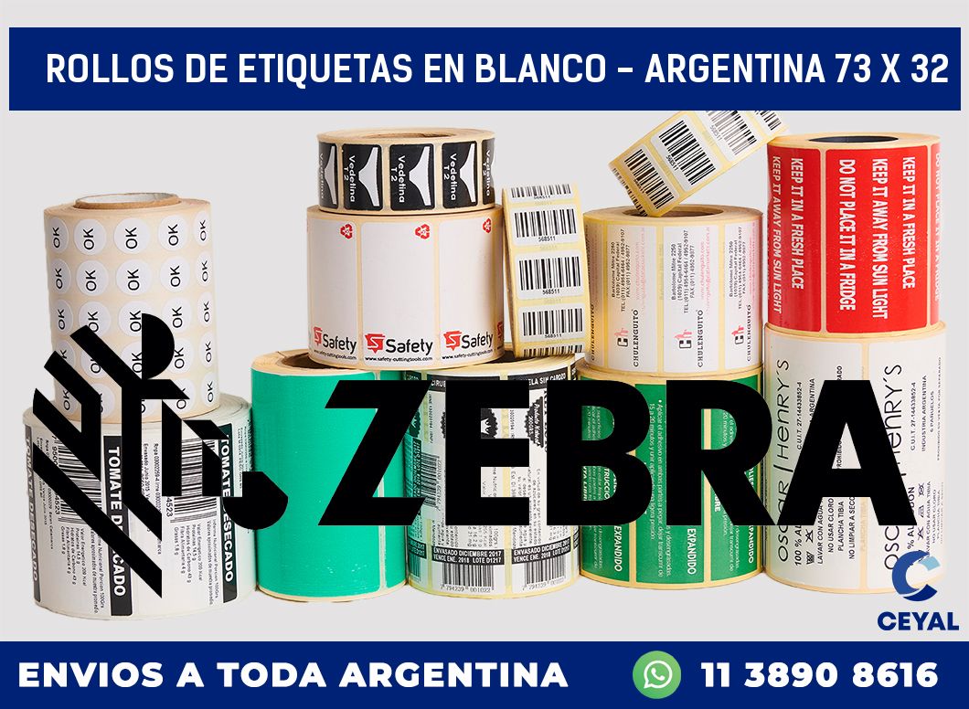 Rollos de etiquetas en blanco - Argentina 73 x 32