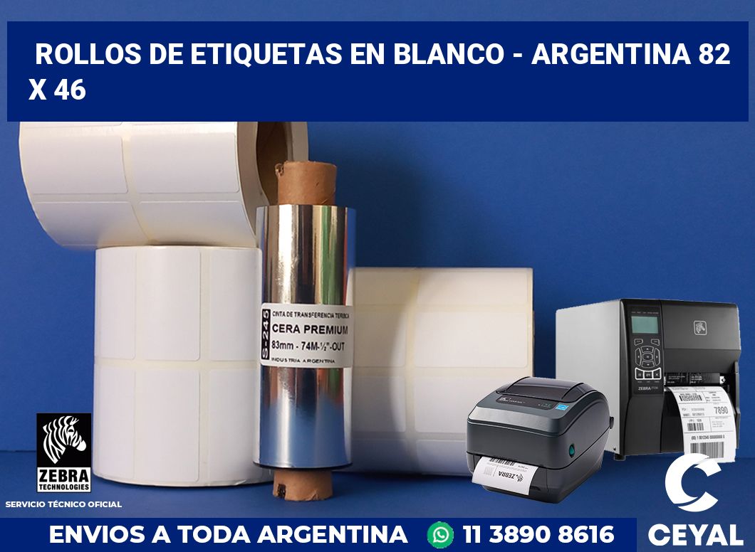 Rollos de etiquetas en blanco - Argentina 82 x 46