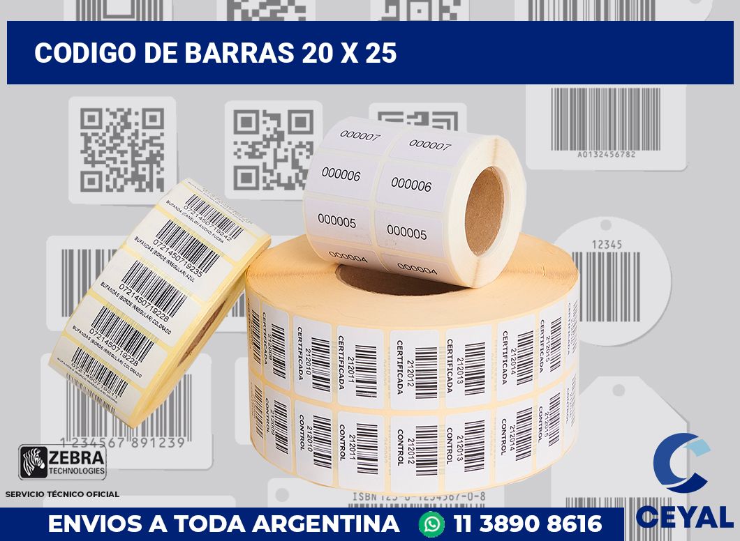 codigo de barras 20 x 25