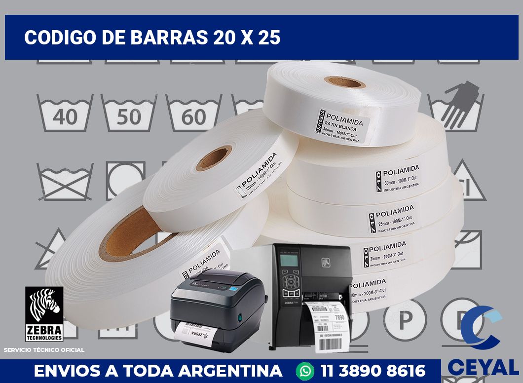 codigo de barras 20 x 25