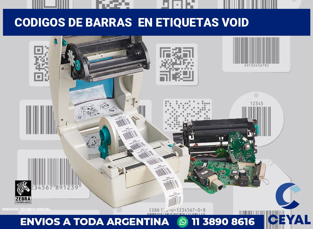 codigos de barras  en etiquetas VOID