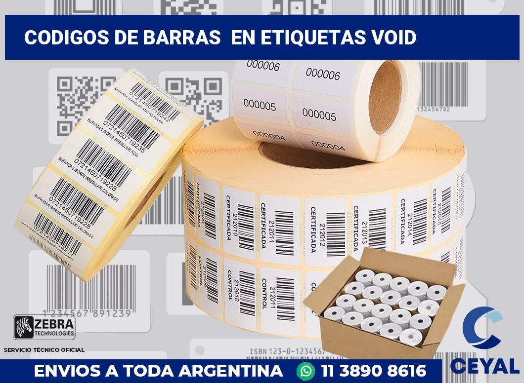 codigos de barras  en etiquetas VOID