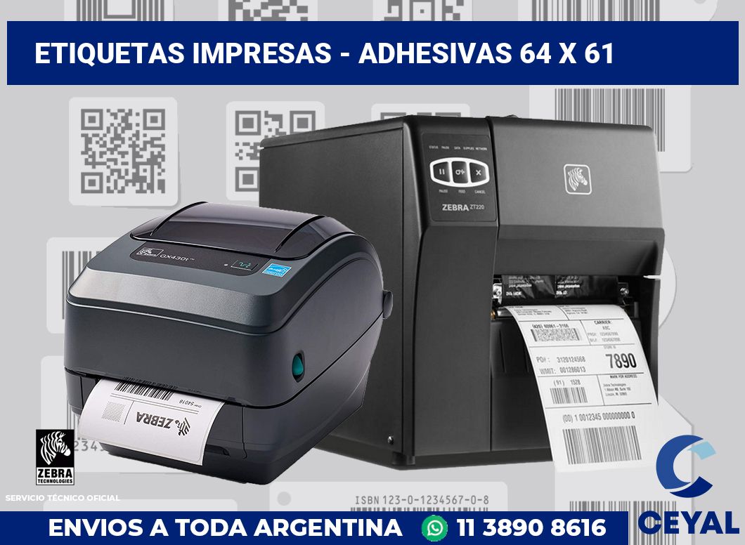 etiquetas impresas - Adhesivas 64 x 61