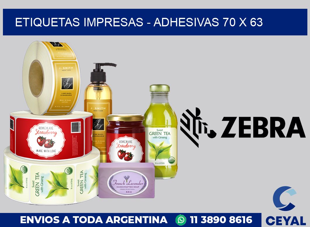 etiquetas impresas - Adhesivas 70 x 63