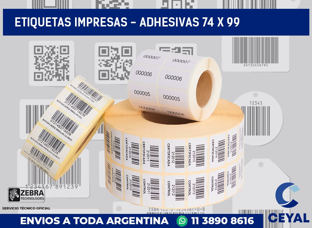 etiquetas impresas – Adhesivas 74 x 99