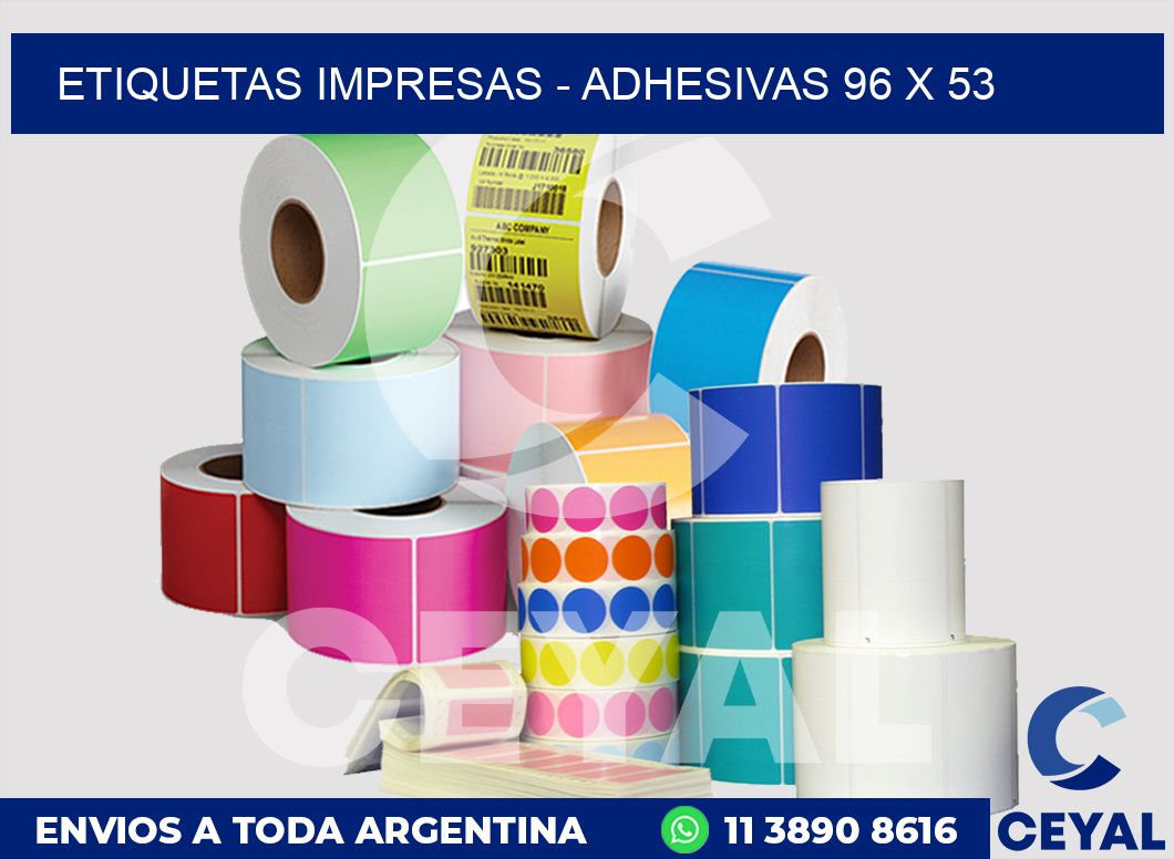etiquetas impresas - Adhesivas 96 x 53