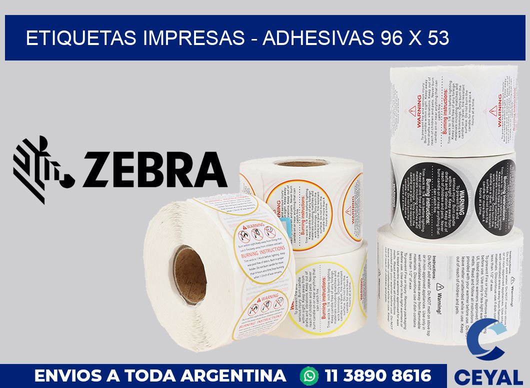 etiquetas impresas - Adhesivas 96 x 53
