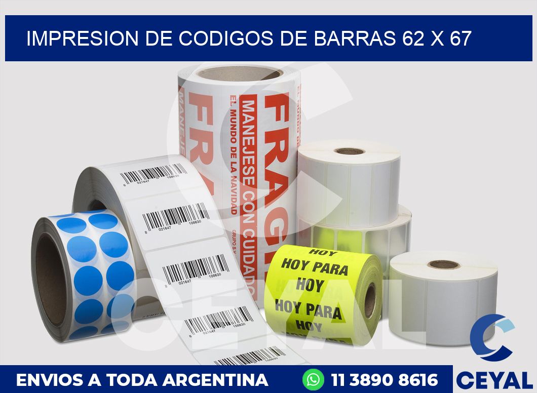 impresion de codigos de barras 62 x 67