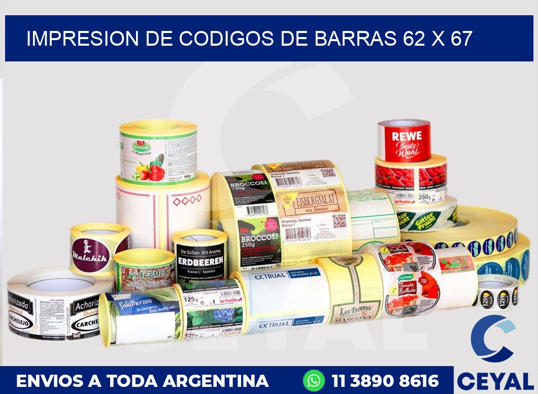 impresion de codigos de barras 62 x 67