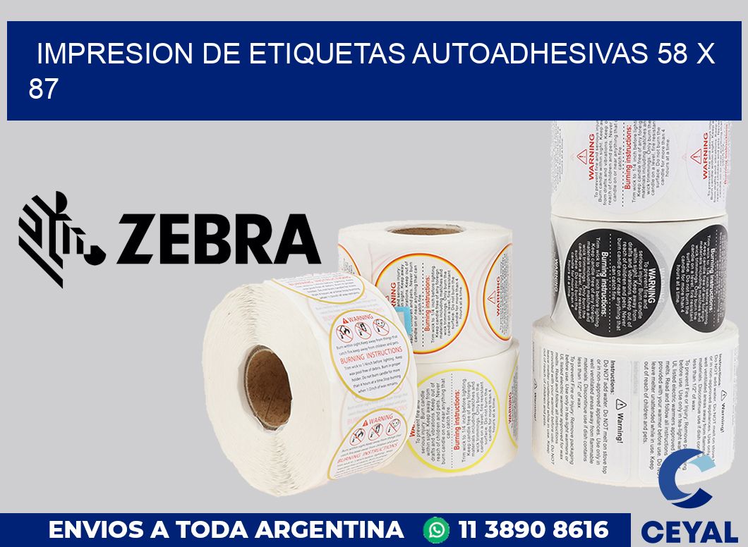 impresion de etiquetas autoadhesivas 58 x 87