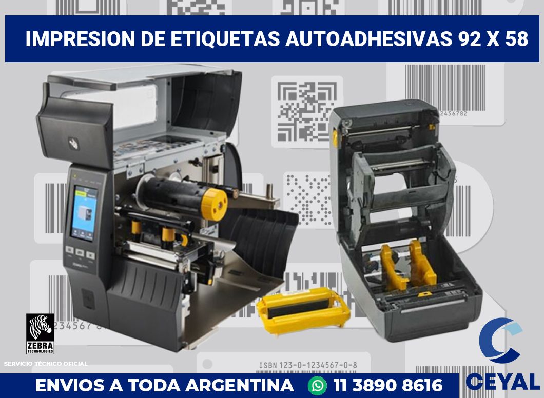 impresion de etiquetas autoadhesivas 92 x 58