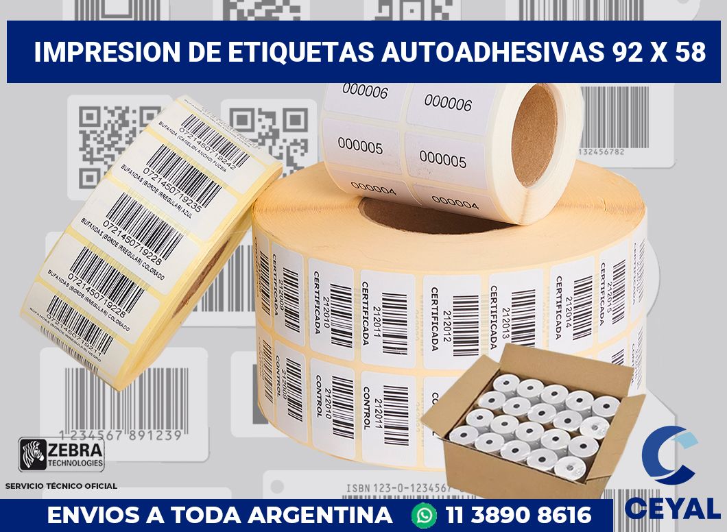 impresion de etiquetas autoadhesivas 92 x 58