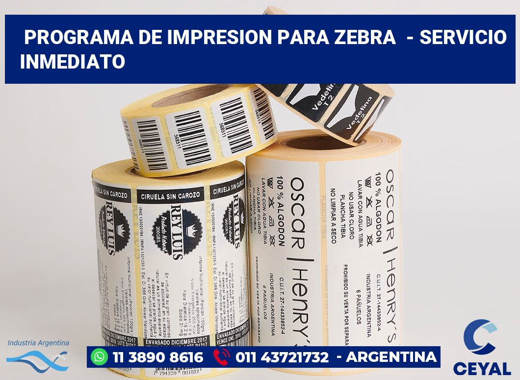 programa de impresion para zebra  - Servicio inmediato