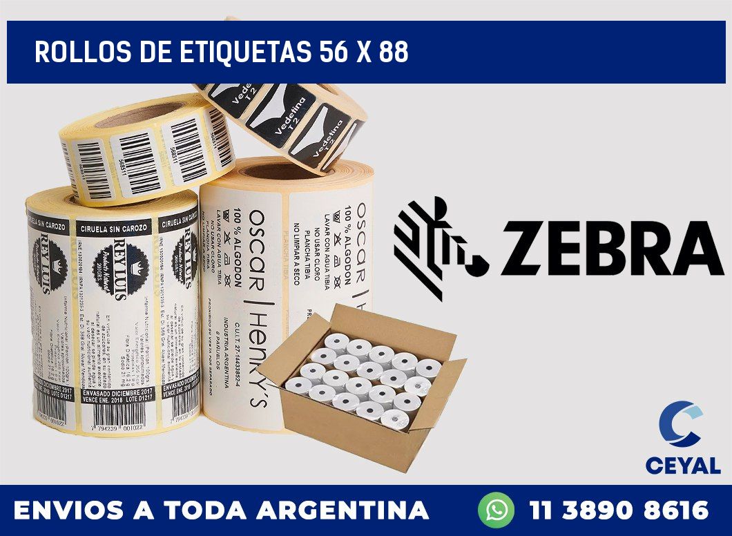 rollos de etiquetas 56 x 88