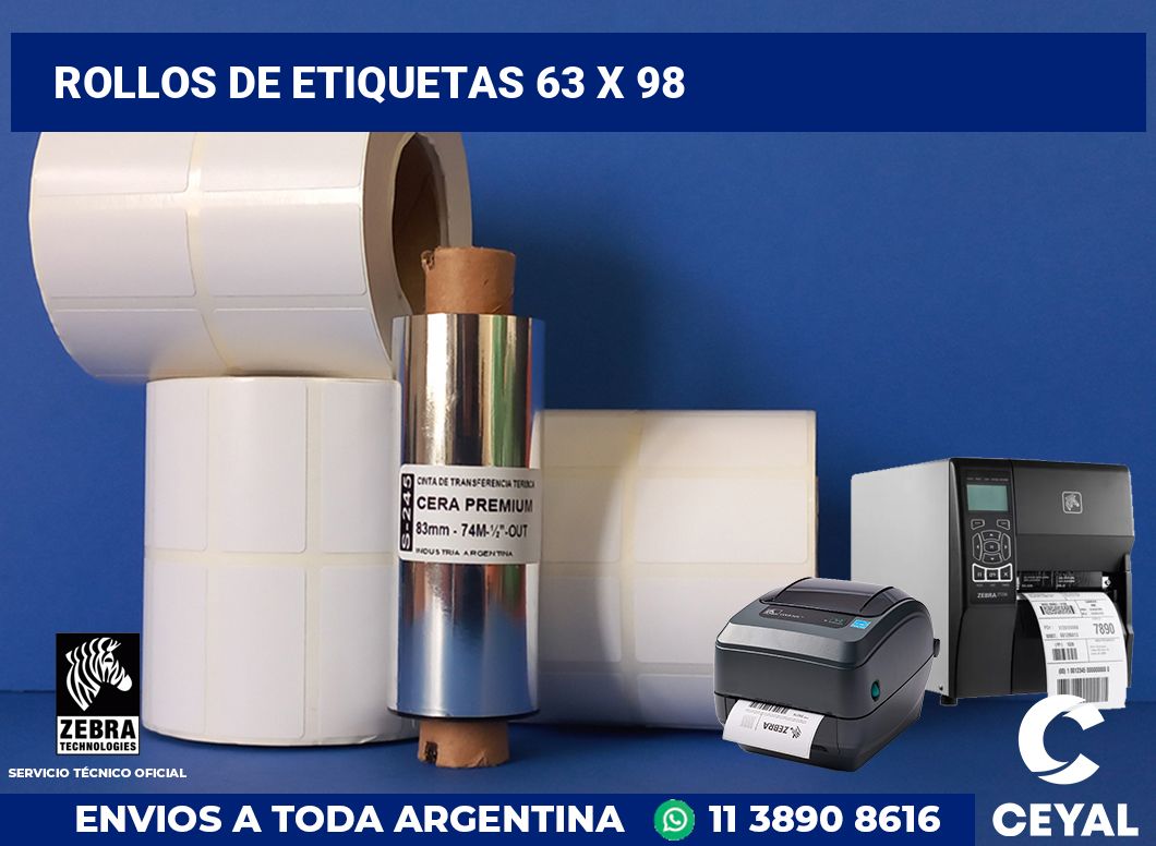rollos de etiquetas 63 x 98