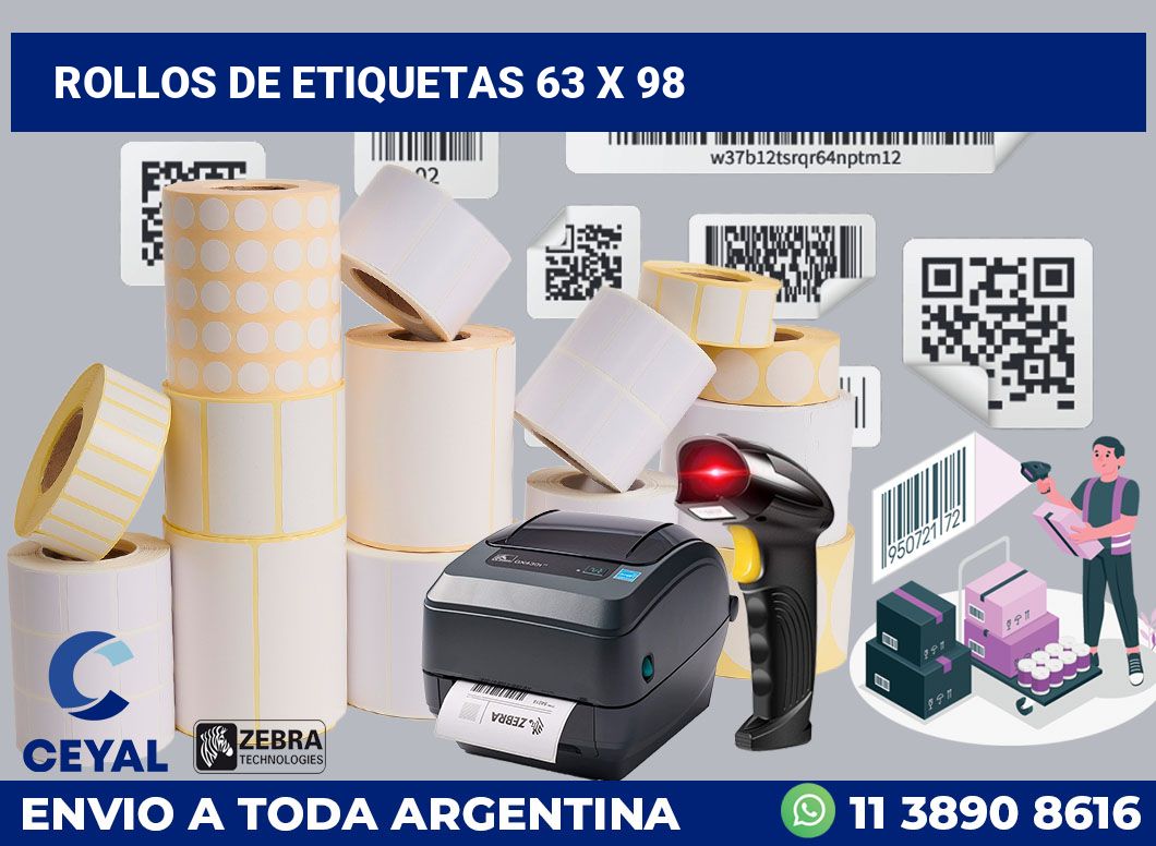 rollos de etiquetas 63 x 98