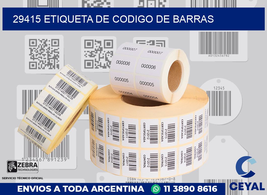 29415 Etiqueta de codigo de barras