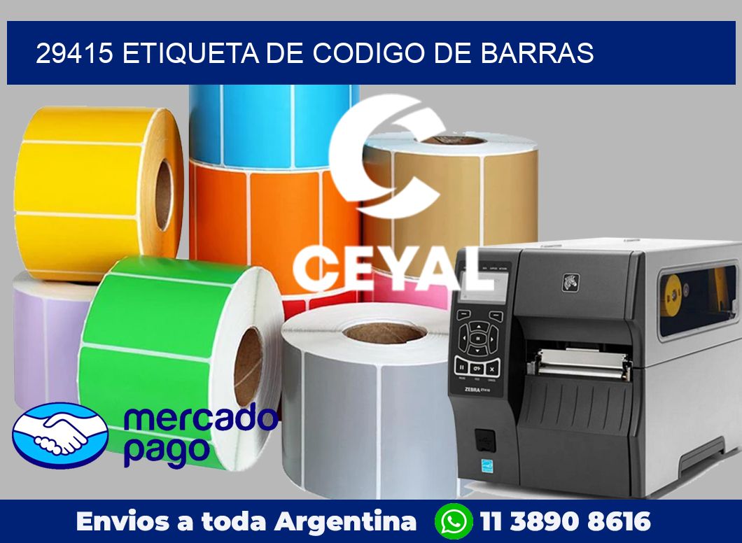 29415 Etiqueta de codigo de barras