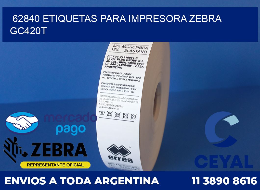 62840 etiquetas para impresora zebra GC420T