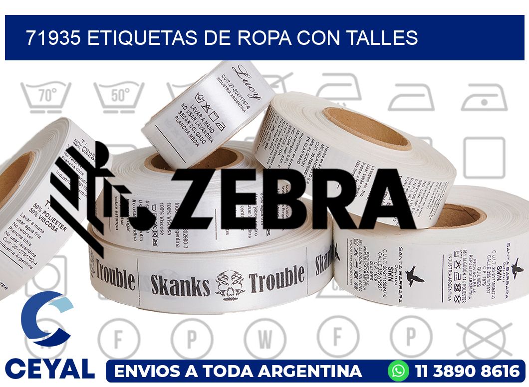 71935 Etiquetas de ropa con Talles
