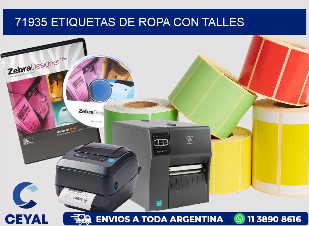 71935 Etiquetas de ropa con Talles