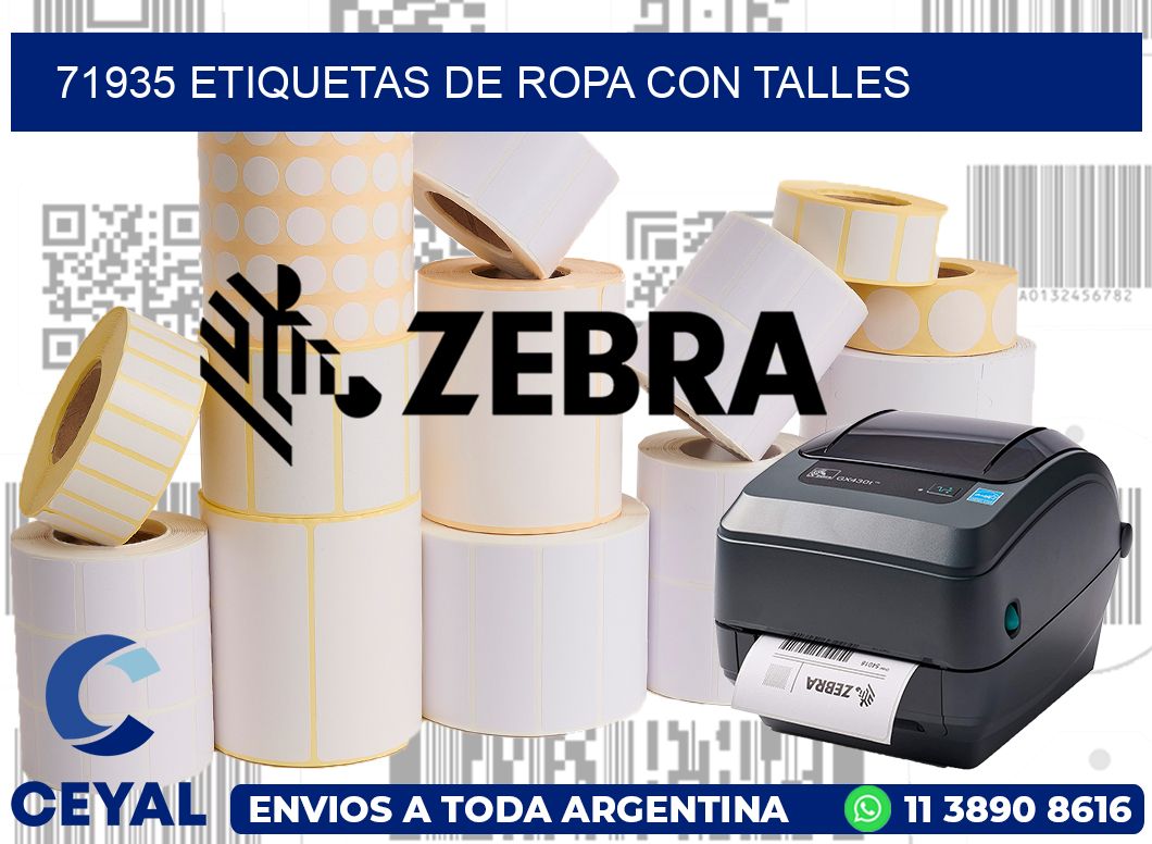 71935 Etiquetas de ropa con Talles