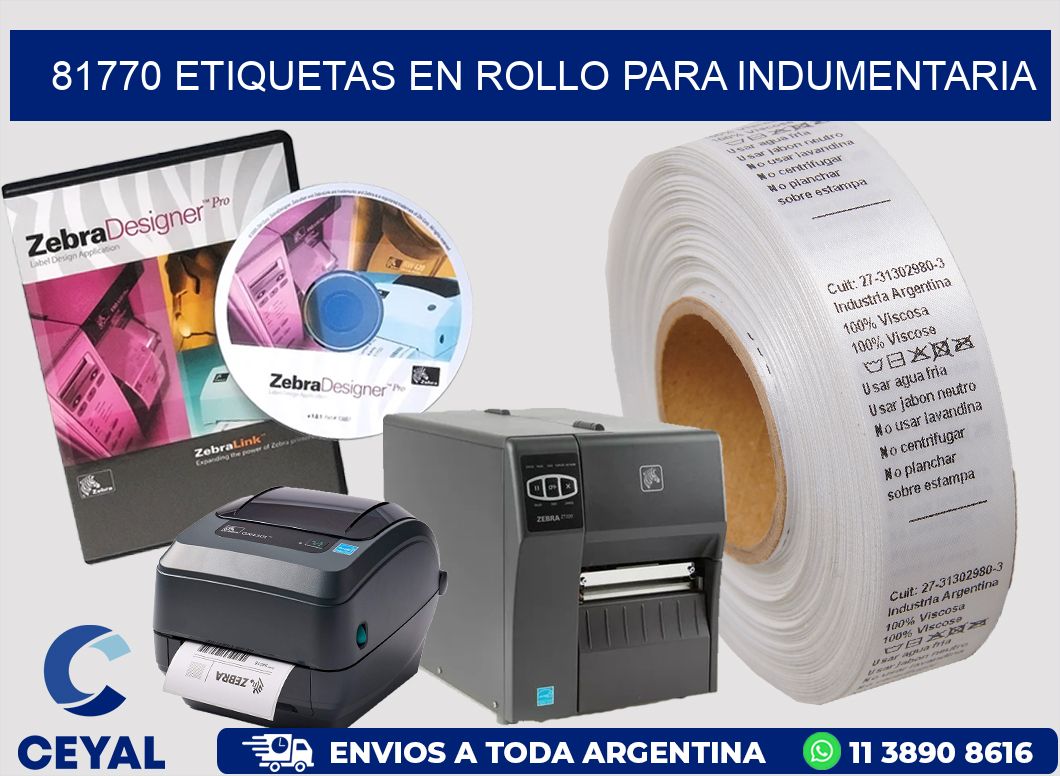 81770 Etiquetas en rollo para indumentaria