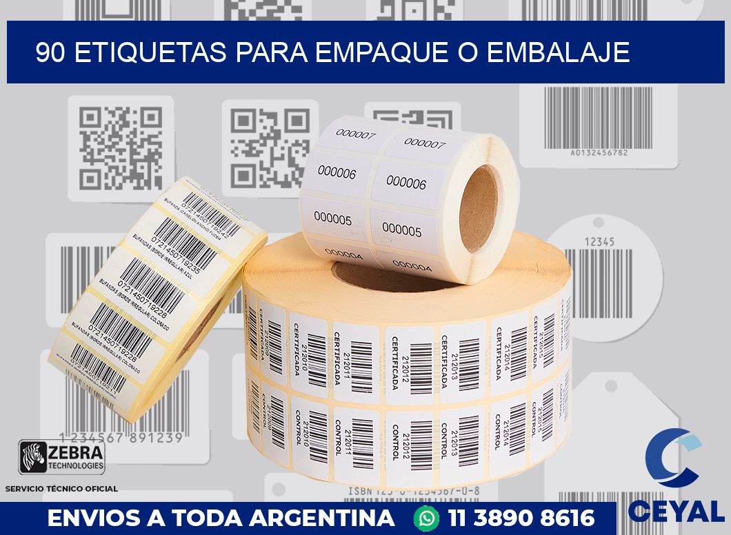 90 Etiquetas para empaque o embalaje