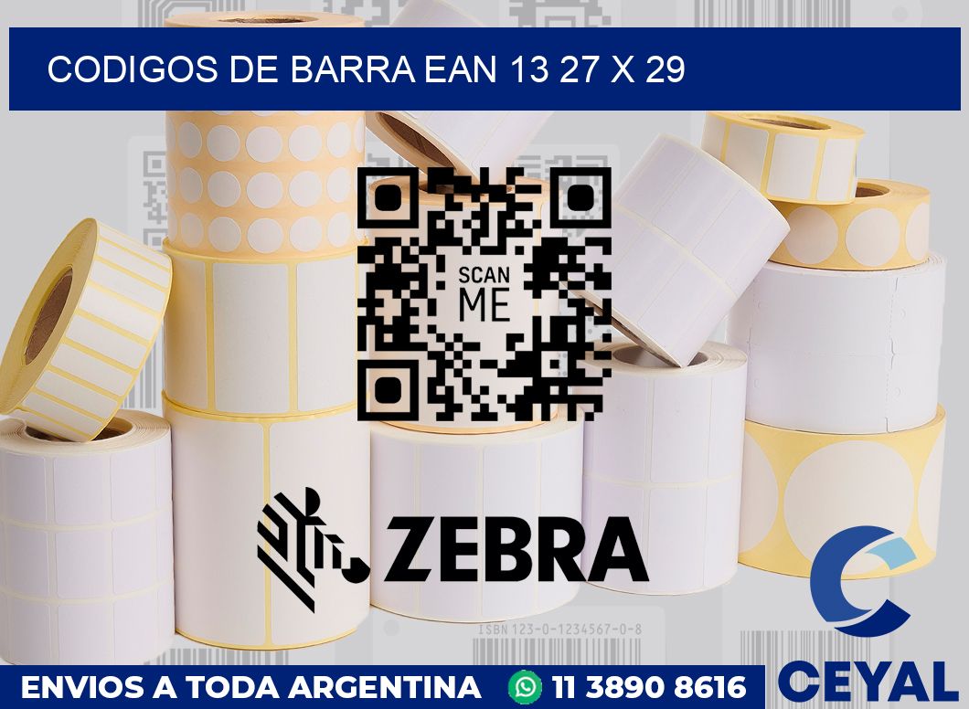Codigos de barra EAN 13 27 x 29