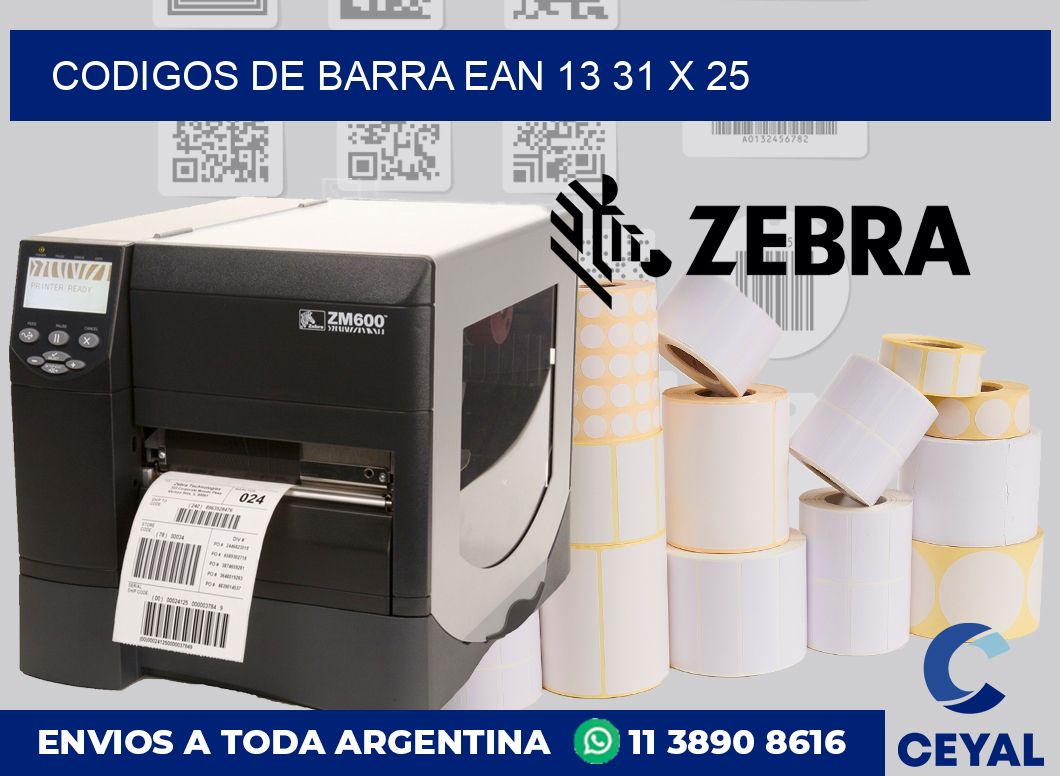 Codigos de barra EAN 13 31 x 25