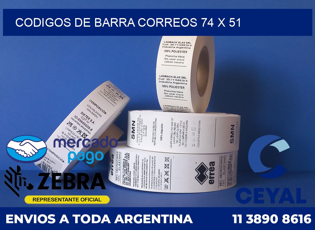 Codigos de barra correos 74 x 51