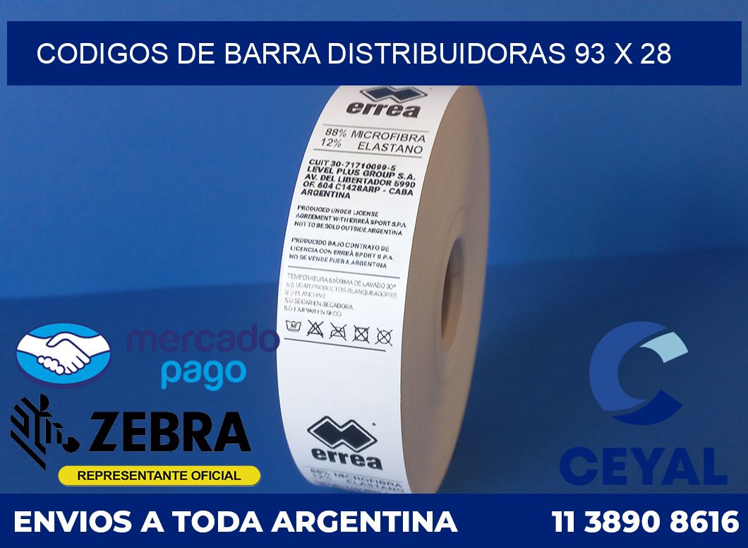 Codigos de barra distribuidoras 93 x 28