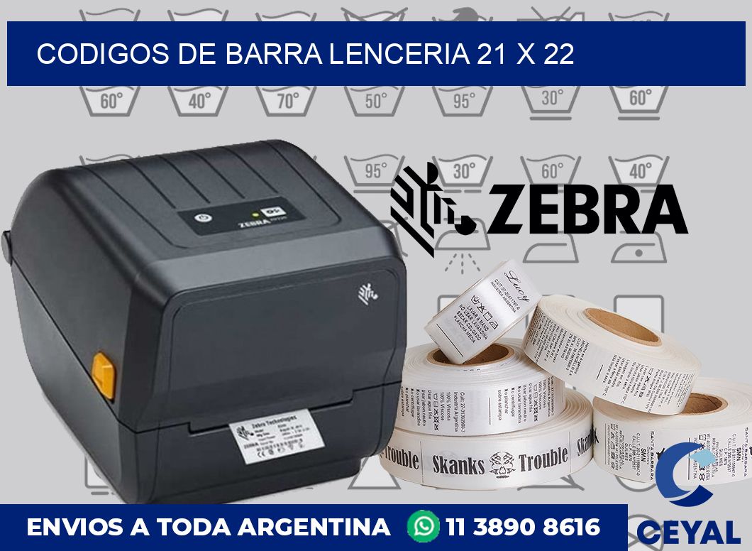 Codigos de barra lenceria 21 x 22