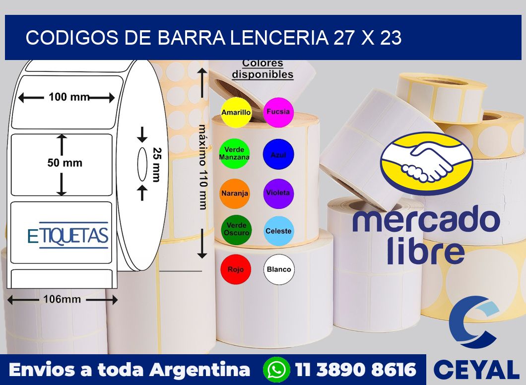 Codigos de barra lenceria 27 x 23