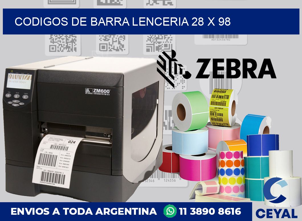 Codigos de barra lenceria 28 x 98