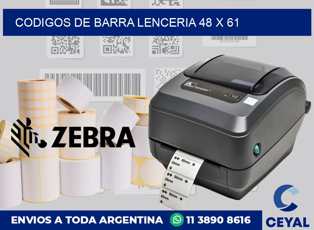 Codigos de barra lenceria 48 x 61