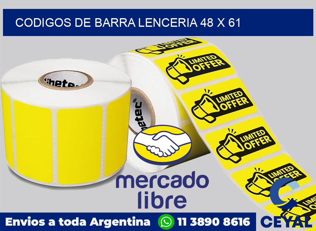 Codigos de barra lenceria 48 x 61