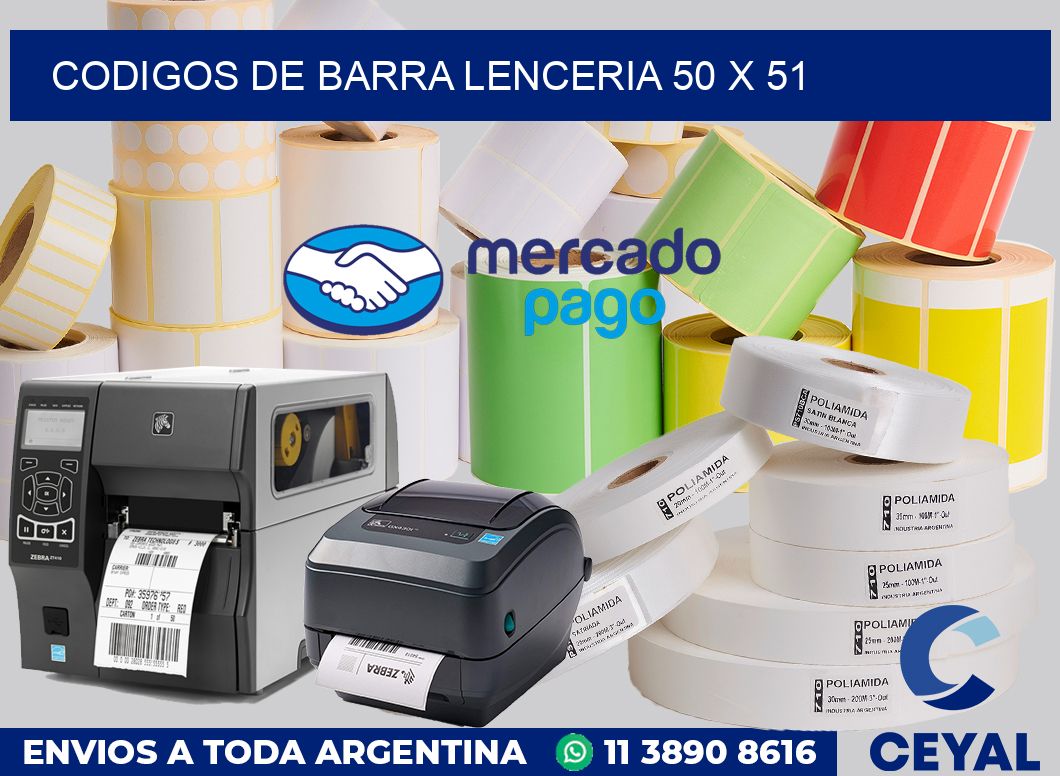 Codigos de barra lenceria 50 x 51