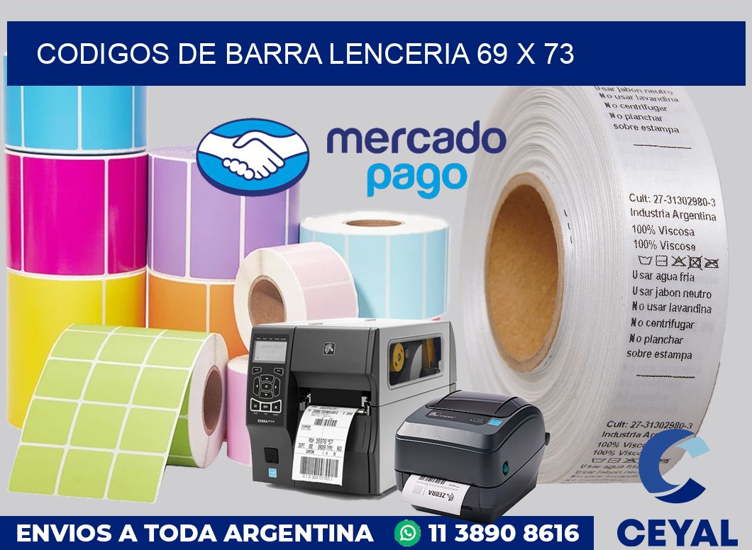 Codigos de barra lenceria 69 x 73