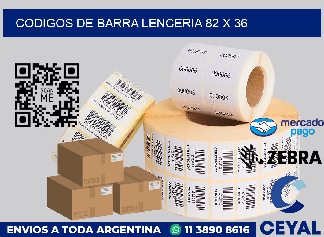 Codigos de barra lenceria 82 x 36