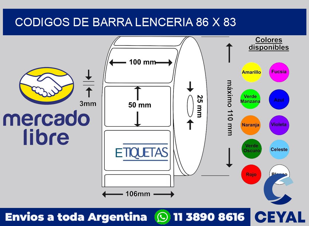 Codigos de barra lenceria 86 x 83