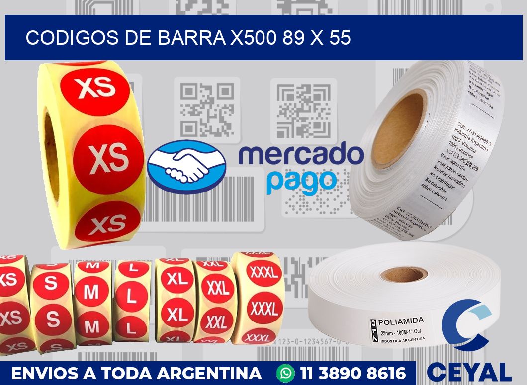Codigos de barra x500 89 x 55